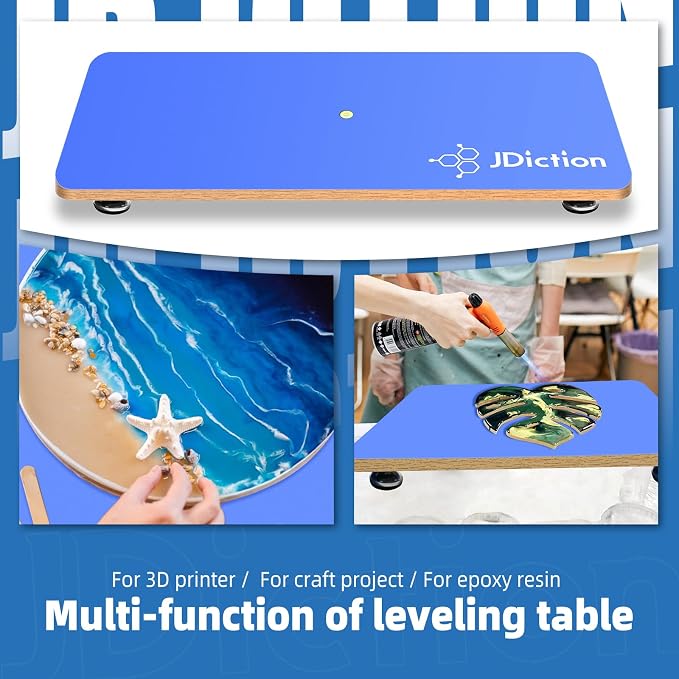 Resin Leveling Table for Epoxy - 16''x 12'' （40.64 x30.48cm）Resin Leveling Board Nonstick Surface, Adjustable Height & Angle Feet, Multipurpose No Installation Required Board for Crafting & Art