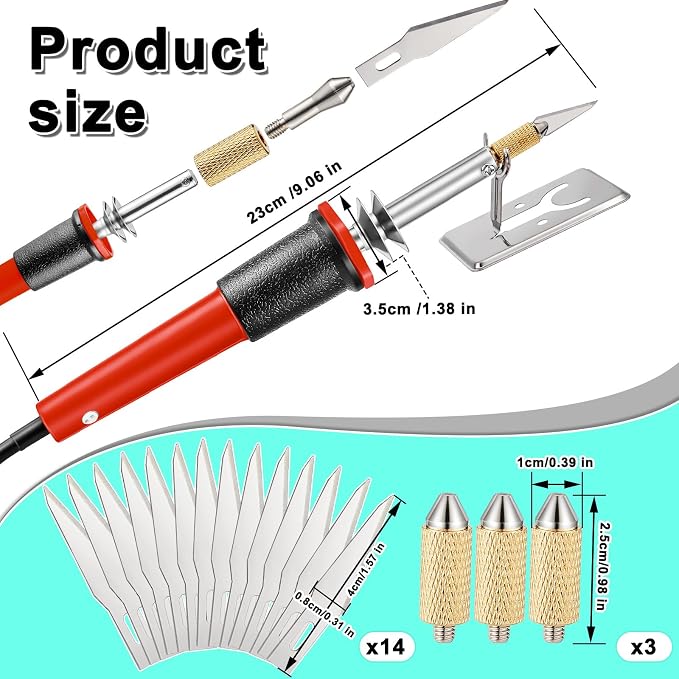 Honoson 19 Pcs Electric Hot Knife Cutting Tool with 14 Blades, Red