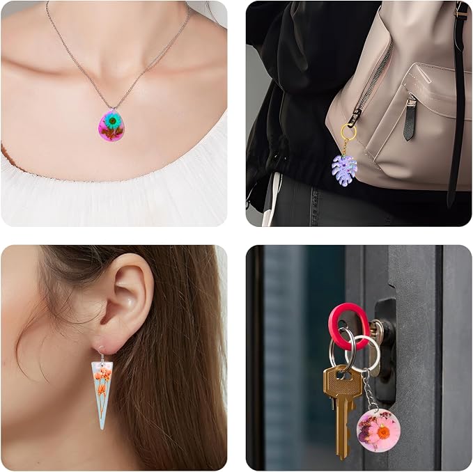Earring Molds for Epoxy Resin,Resin Jewelry Molds | 10 Resin Molds Silicone for Epoxy & UV Resin, Pendants, Keychains,Necklaces,DIY Jewelry Casting