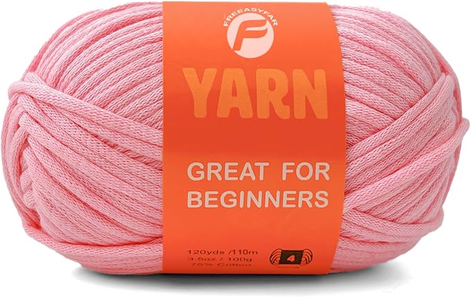 Beginner Easy Yarn for Crocheting and Knitting, Pink | 3.5Oz/120yds，Medium Worsted Weight 4, Easy-to-See Stitches, Soft and Smooth Cotton Blend Yarn for Beginners Amigurumi DIY