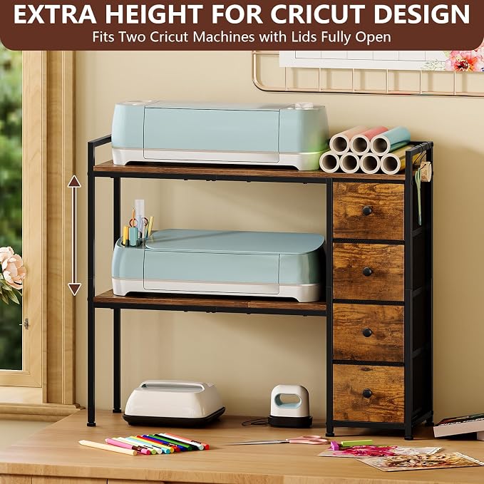 VENNQD Desktop Shelf Stand Compatible with Cricut Maker and Cricut Explore Air Series Stand Legs, Craft Desk Accessories and Space Organizer (Rustic Brown)