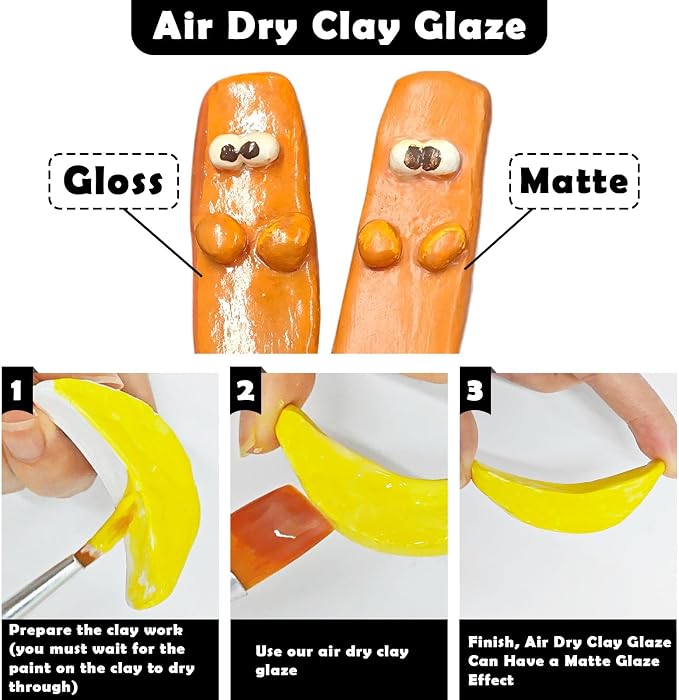 EIGTWEN 100ml Air Dry Clay Glaze and 29pcs Clay Tools Kit, Matte Varnish | Matte Glaze, Waterproof,Prevents Clay Scratches & Wear, Air Dry Clay Tool,Dotting Tools,Ball Tools,Carving Tools,Shaper Tools