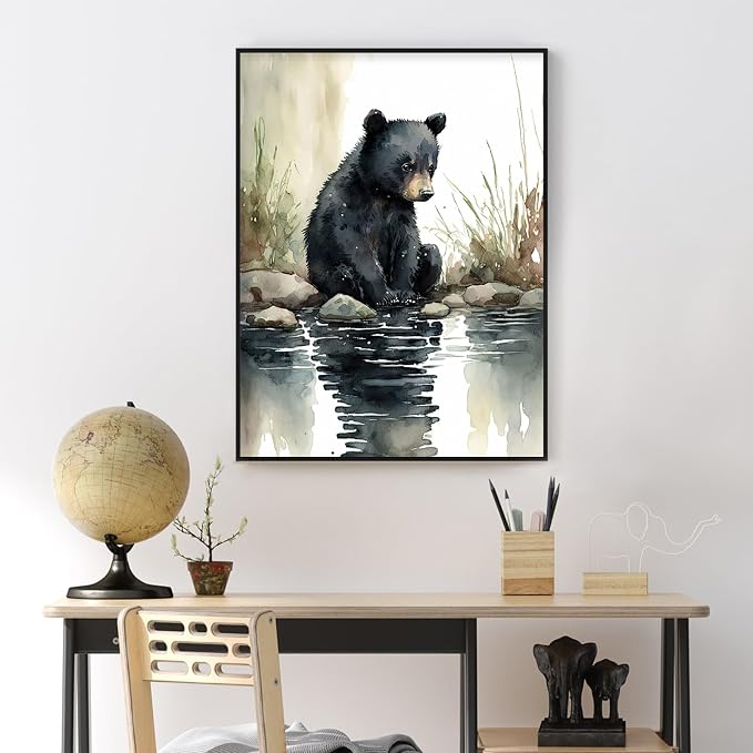 Yezavesu Bear Framed Paint by Numbers Kit for Adults Beginner | With Frame Canvas 12x16 Inch, DIY Acrylic Painting by Numbers Bear, Stress Relief Craft Kits, Home Wall Decor Gift