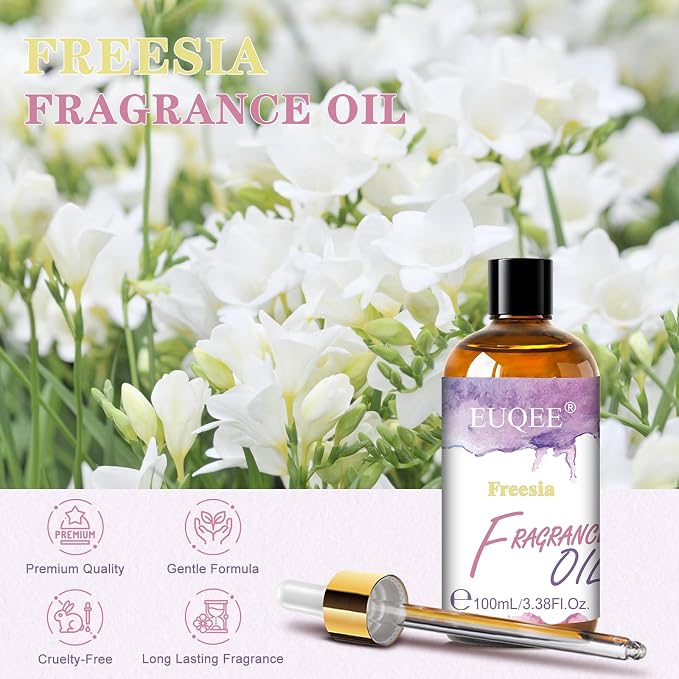 EUQEE 3.38 Fl Oz Freesia Fragrance Oil for Diffuser Candle Making 100ML