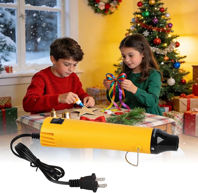 Heat Gun 300W, Handed Hot Air Gun for Crafting and DIY (Yellow) | 3.28FT Ultra-Long Cable Portable Heat Gun with Stand and Power Cord for Shrinking Wrapping PVC and Drying Paint