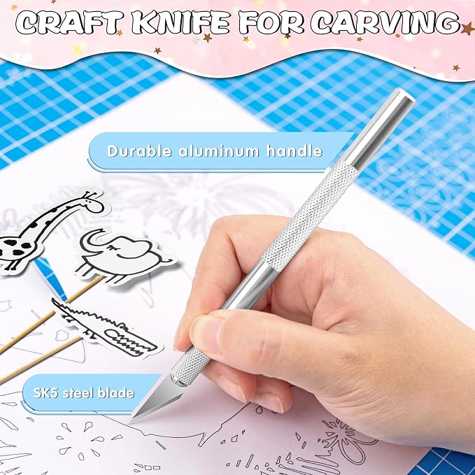 DIYSELF 4 Exacto Knives with 40 No. 11 Blades for Crafting | Precision exacto knife set for scrapbooking, stencils, modeling, artwork and detailed cutting