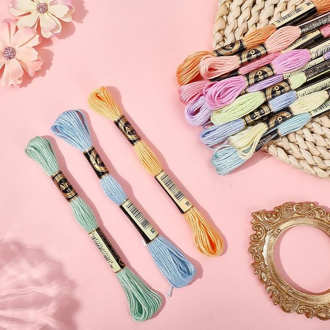 12 Skeins 105 Yards Macaroon Embroidery Floss String for Jewelry