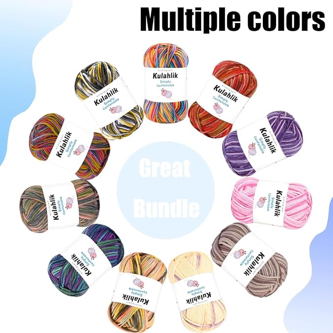 250g(5x50g) Acrylic Yarn for Crochet/Knitting, Colorful Gradient Yarn Thread, 5 Rolls Skeins, Perfect for Any Knitting Crochet and Crafts Mini Project