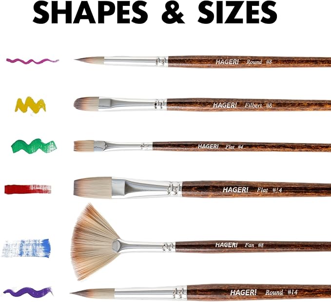 Paint Brushes, 25 Pieces Expert Synthetic Nylon Bristles Paint Brush Set with Suede Leather Roll with Palette Knife