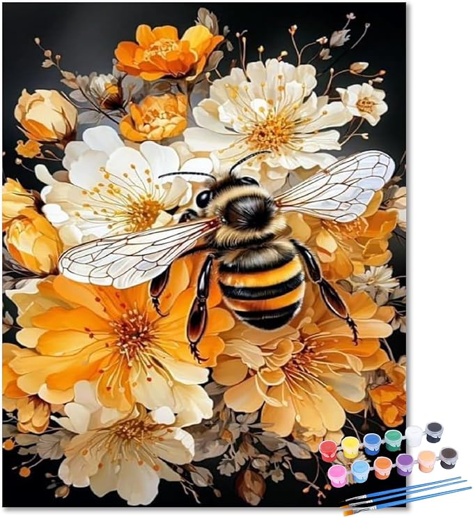 Bee Paint by Numbers Kit for Adults, Adult Paint by Number Kits 16x20 Inch