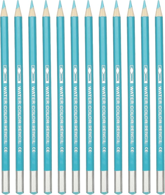 PATIKIL Watercolor Pencil, 12Pcs Water Soluble Pencils for Blending, Coloring, Sketch Drawing, Painting, Sky Blue