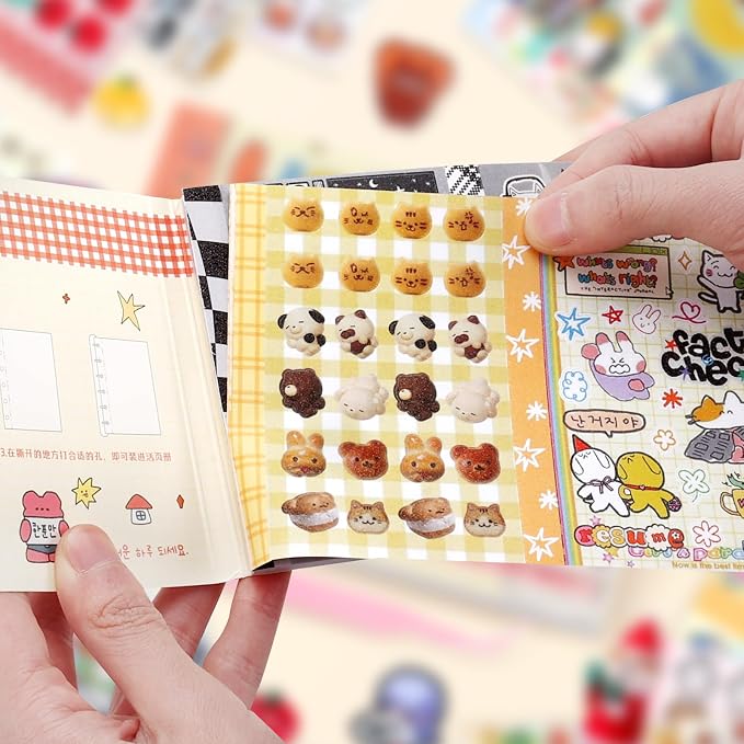 Tmtains 30 Sheets Kawaii Japanese Sticker Book Manga Books Style Writable Note Sticker Glitter Sand Aesthetic Japanese Korean Stickers Book for Adults Scrapbooking Notebook Supplies (A Little Wish)