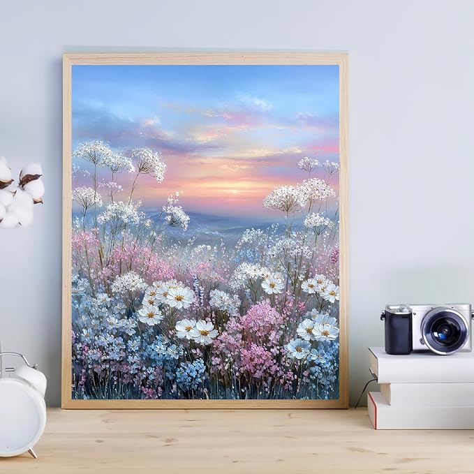 mrpwnle Paint by Numbers Kit for Adults, Wild Flowers Paint by Numbers Kits | Easy Flowers Adult Paint by Number Kits on Canvas Canvas Paint by Numbers for Adults for Home Wall Decoration 16 X 20 inch