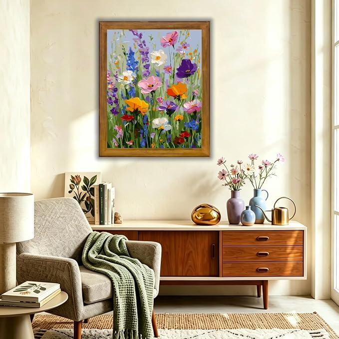 Floral Wildflower Paint by Numbers Kit for Adults Beginner 16X20 inch | Adult Paint by Number Kits on Canvas, DIY Acrylic Oil Easy Painting by Numbers for Home Wall Decor (Without Frame)