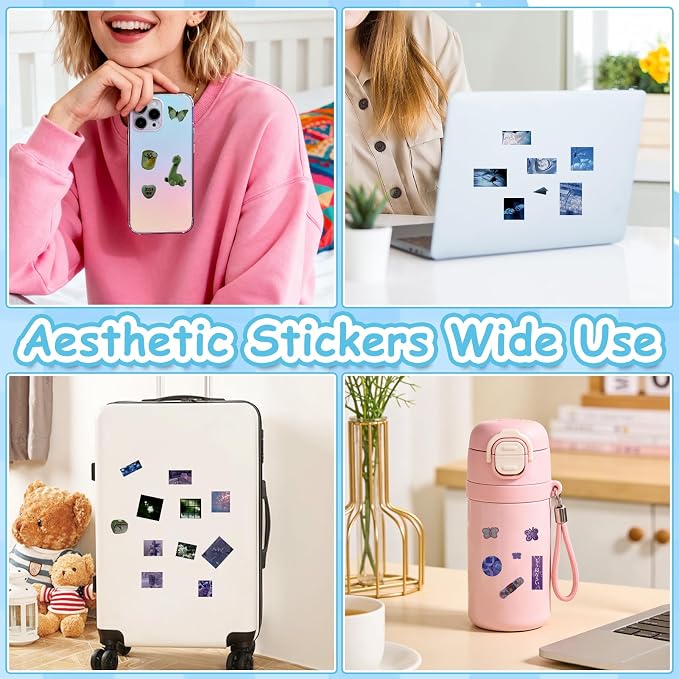 Tmtains 30 Sheets Japanese Sticker Book for Scrapbook 700+Pcs Heisei Retro Cute Korean Sticker for Journaling Blue Aesthetic Stickers Book for Adults DIY Craft Scrapbooking Junk Supplies (Your memory)