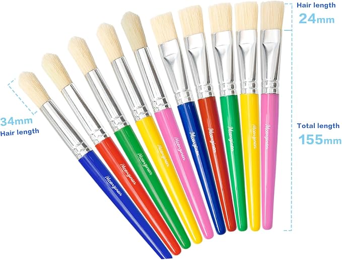 10Pcs Kids Paint Brushes Set for Watercolor, Acrylic & DIY Crafts