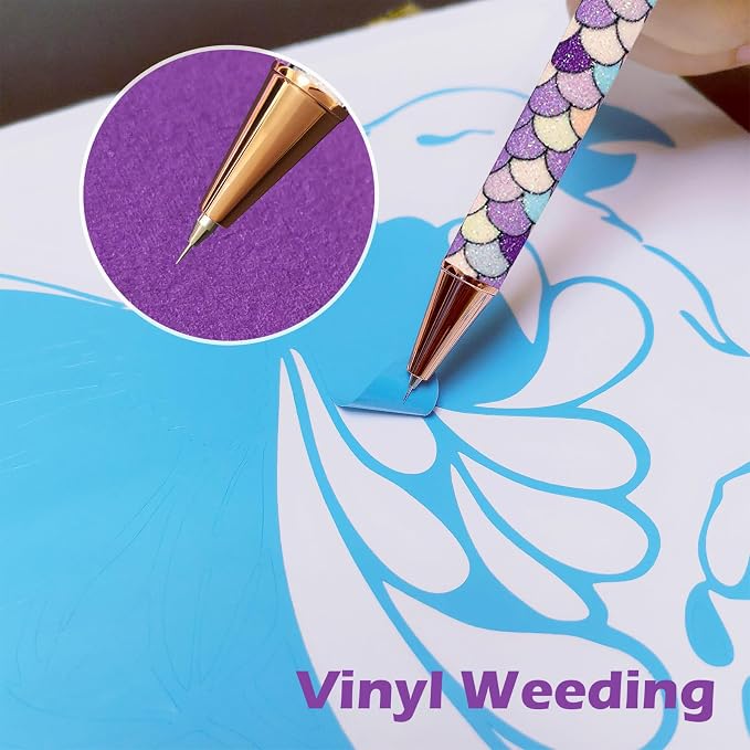 Craft Weeding Pen Tool Set, Essential Adhesive Vinyl Kits, Precision Pin Pen Tools for Cricut Air Silhouette Siser Oracal Accessories, Purple