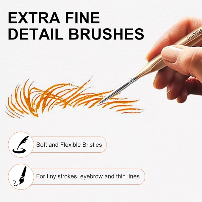 Nicpro Detail Paint Brushes 5 PCS Aesthetic Extreme Fine Tip 10/0 Brush Set | Professional Miniature Painting Set for Micro Watercolor Oil Acrylic Craft Models Rock Army Paint by Number for Adult