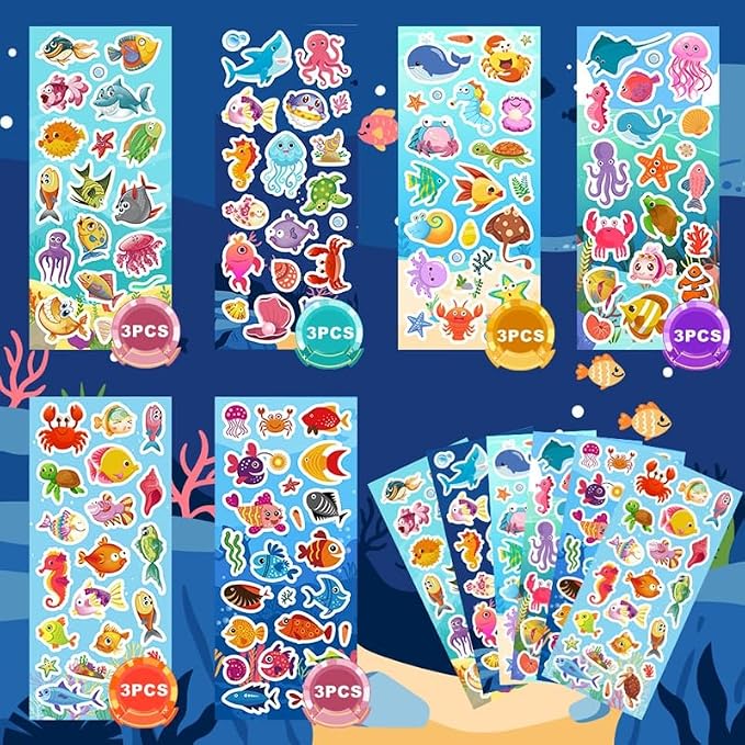 36 Sheets Ocean Stickers for Kids, 700+ Under The Sea Fish Animal Stickers | Ocean Stickers for for Scrapbooking, Water Bottles, Kids Party Favors,Crafts Decorations