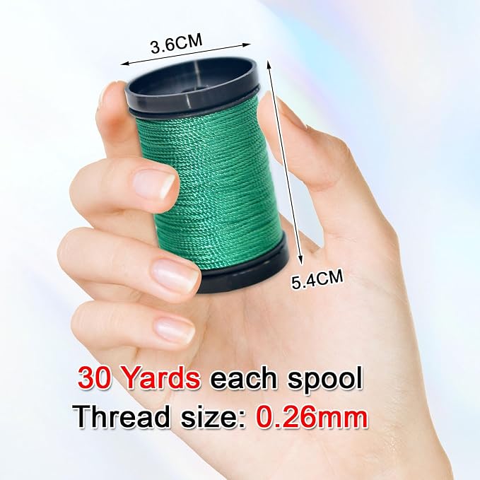 30 Yards Heavy Duty Extra Strong Upholstery Nylon Sewing Thread for Machine, Home, Hand, Craft, and Denim Leather，Color：Green