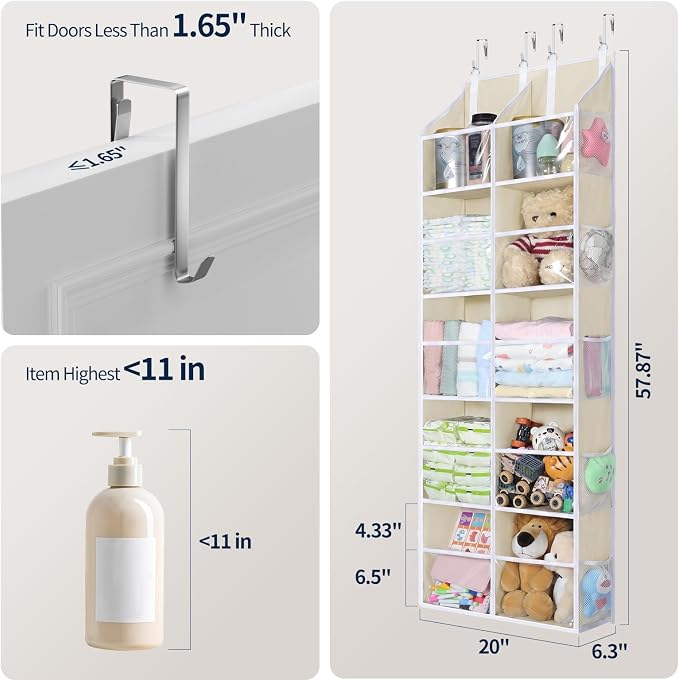 Yecaye 80lb Clear Door Yarn Storage Organizer, 5 Tier Yarn Organizer, Beige