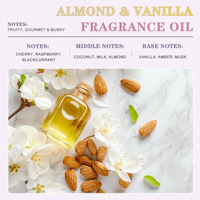 EUQEE Almond & Vanilla Fragrance Oil, 3.38 Fl oz/ 100ml