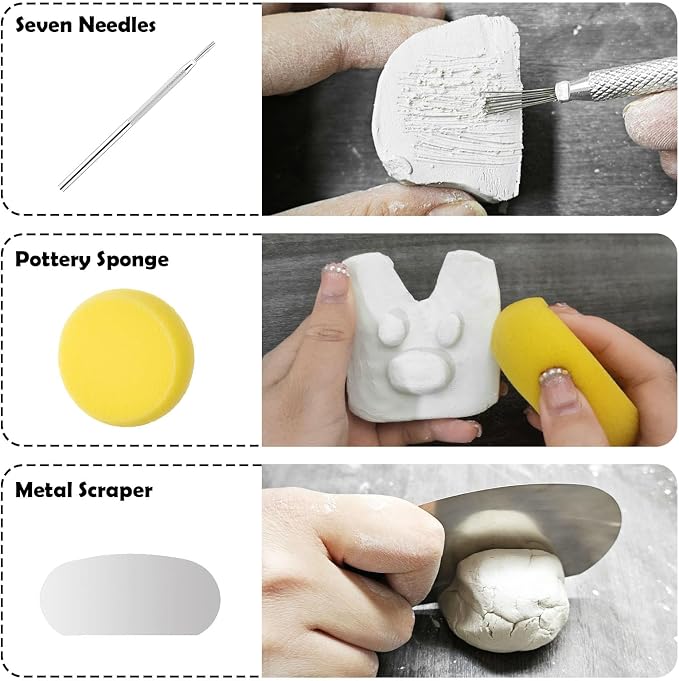 EIGTWEN 100ml Air Dry Clay Glaze and 29pcs Clay Tools Kit, Gloss Varnish | Gloss Glaze, Waterproof,Prevents Clay Scratches & Wear, Air Dry Clay Tool,Dotting Tools,Ball Tools,Carving Tools,Shaper Tools