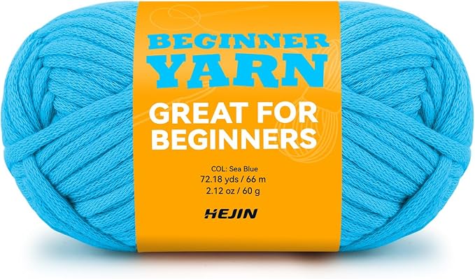 60g Sea Blue Yarn for Crocheting and Knitting;66m (72yds) Cotton Yarn for Beginners with Easy-to-See Stitches;Worsted-Weight Medium #4;Cotton-Nylon Blend Yarn for Beginners Crochet Kit Making