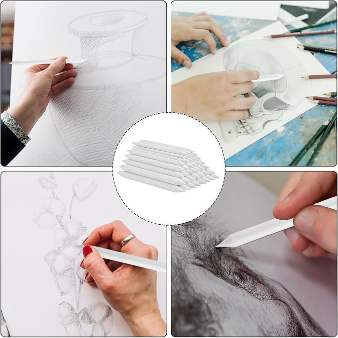 216 Pcs Blending Stumps and Tortillions Set, 9 Sizes Blending Pencils for Sketch Drawing, Shading, Pastel, Graphite, White Drawing Sketching Supplies for Artists