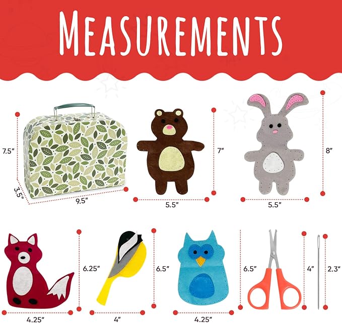 CraftLab Woodland Animals Kids Sewing Kit, Educational Beginner Arts & Crafts Gift for Boys and Girls Ages 7 to 13 DIY Learn to Sew Embroidery