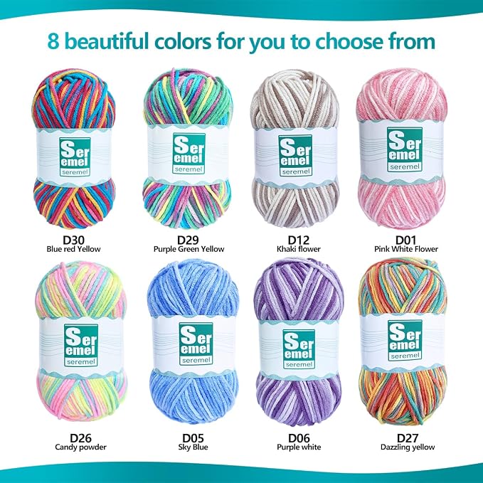 2 Packs (2*48g/2*142 Yards) Crochet/Knitting Rainbow Acrylic Yarn - Soft, Multicolor Variegated Yarn for Beginners' Crochet Projects and Blankets