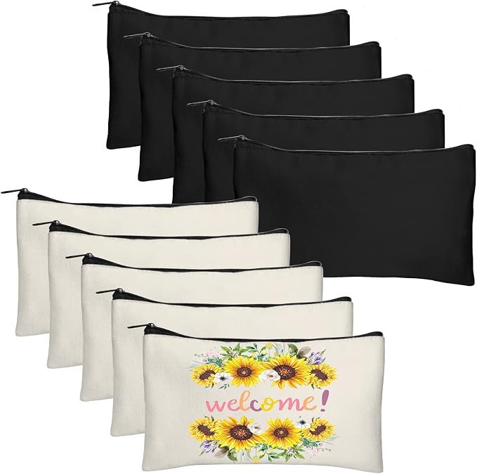 Legigo Blank Canvas Bags Zipper Pouch Makeup Bags Pencil Pouch Bulk | Multi-Purpose, Sturdy Canvas Pouch with Zipper, Cosmetic Travel Toiletry Bag for DIY Crafts, Gifts & Storage, 8.3 x 5 Inch