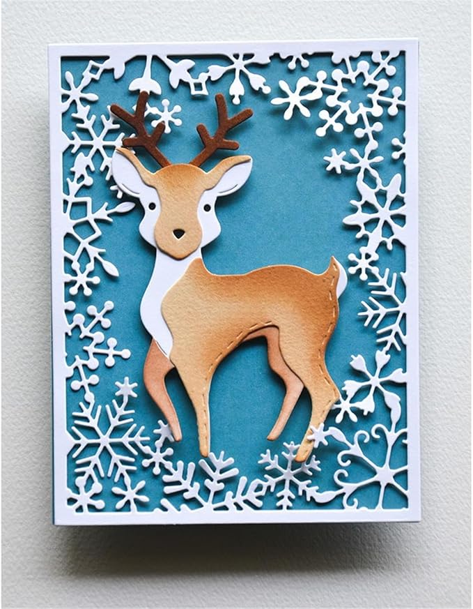 Cutting Dies 3D Background Frame Metal Stencils Scrapbooking Tools DIY Craft Carbon Steel Embossing Template for Paper Card Making Album Arts Supplies (Frame 12-snowflake 11.1x14.3cm)