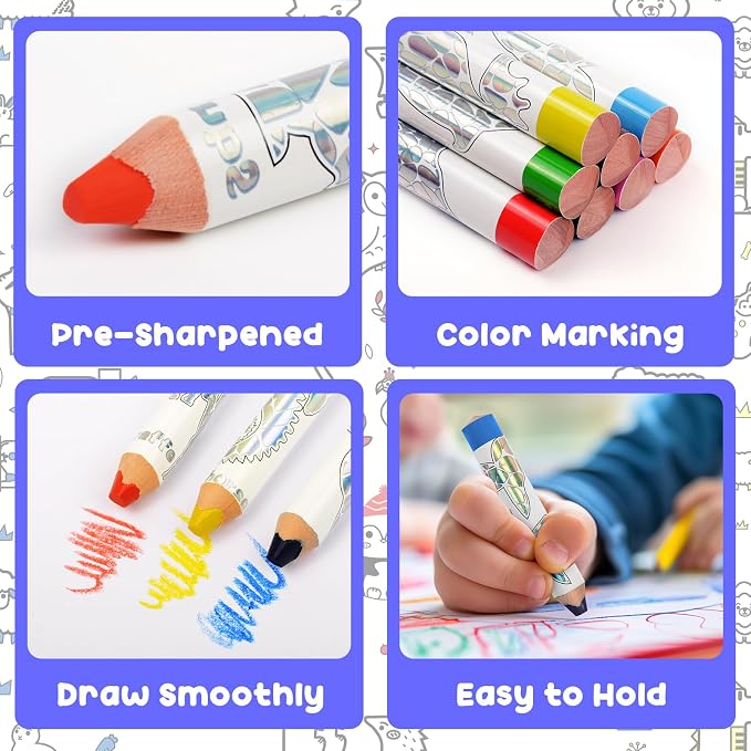 ThEast Jumbo Toddlers Colored Pencils, Thick Chunky Crayons for Children