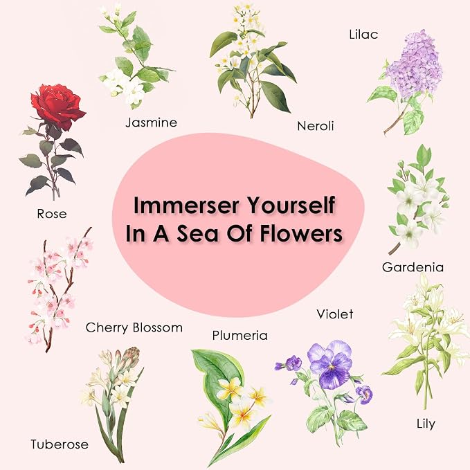 Floral Essential Oils, INWICOPH Flower Fragrance Oil for Candle Making - Rose, Jasmine, Neroli, Gardenia, Lilac, Plumeria and More, Aromatherapy Oils for Diffusers for Home