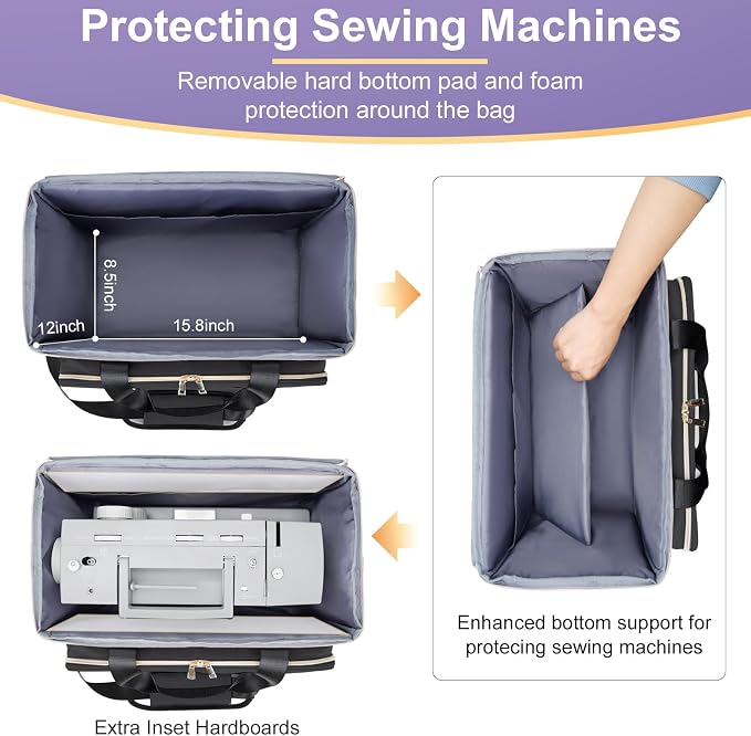 Anitor Sewing Machine Carrying Case with Removable Bottom Padding