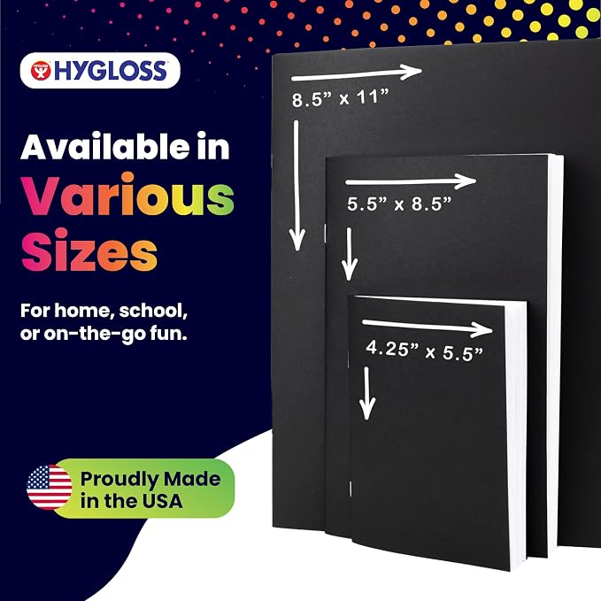 Hygloss Blank Books - Bulk 20 Pack – 4.25" x 5.5" A6 Black Paperback Blank Books for Kids to Write Stories, Doodle, Arts & Crafts – Plain Drawing Sketchbook, Unlined Journal, Notebook Without Lines