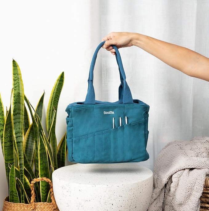 Soolla Studio Bag: Art Supply Storage Organizer & Pottery Tool Bag, Washable Tote, Yarn Bag, Crochet, 30 Pockets, 15+ Colors