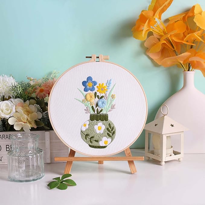 GLTAYLMY 3 Pack Embroidery Starter Kit with Pattern, Stamped Cross Stitch Kits for Beginners Adults with Embroidery Hoop and Instructions, Hand Embroidery Kit