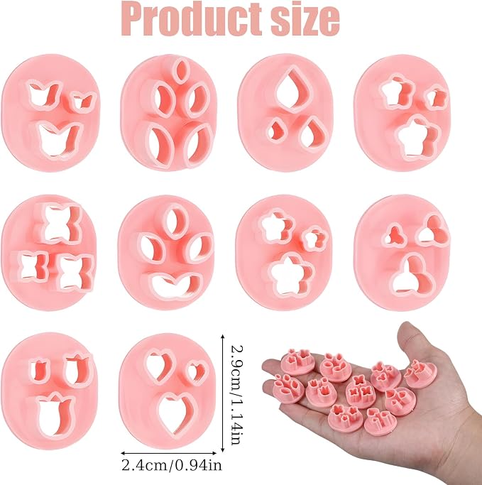 10 PCS Polymer Clay Cutters, Flower Petal Clay Cutter for Earrings Making 10 Shapes Floral Leaf Butterfly Heart Clay Molds DIY Jewelry Tools