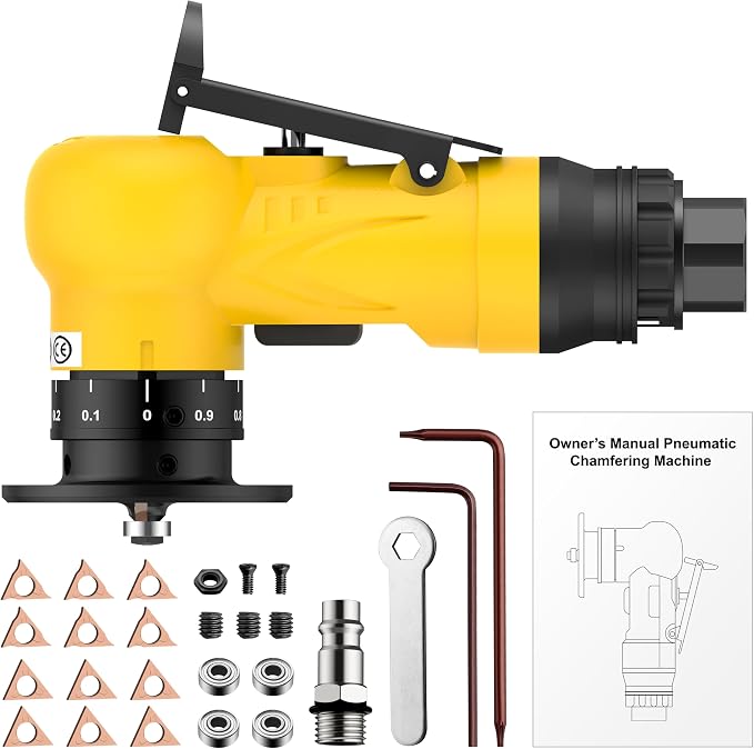 AMTOVL Pneumatic Chamfering Tool with 6 C-Angle & 6 R-Angle Blades