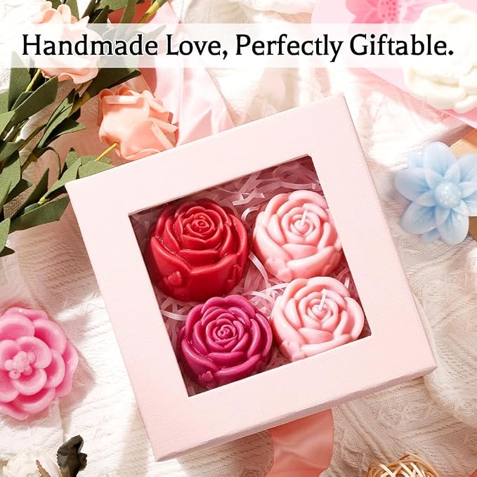 SJ Rose Silicone Mold Set, 2-Pack 6-Cavity Soap & Chocolate Molds | For Soap Making, Chocolate, Cake, Jelly & Desserts, Food Grade Silicone, Easy Release, Reusable