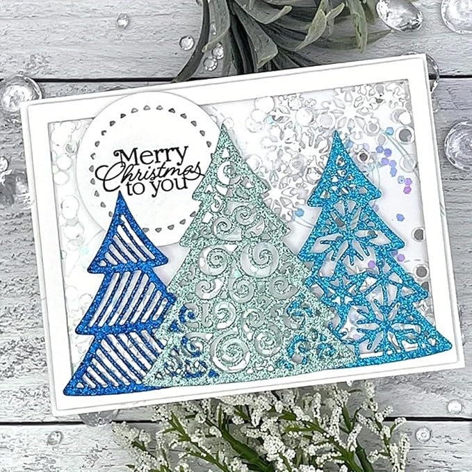 Lapoo Festivals Metal Cutting Die for Scrapbooking - Christmas Cut Stencils for DIY Scrapbook Photo Album Decorative Paper Card, Card Making Supplies, Embossing (A Christmas Tree Set 5.5 x 3.5 in)