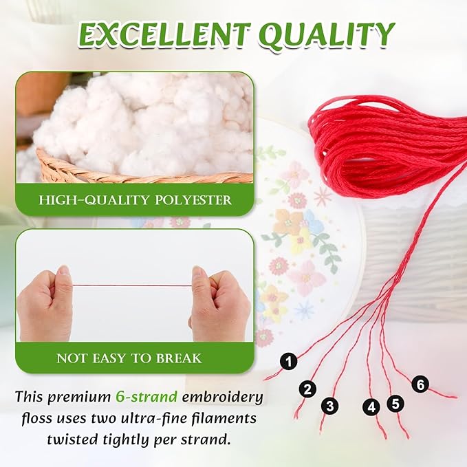 LOVIMAG Embroidery Thread 180pcs Friendship Bracelet String Floss Kit Yarn | Hair Wrap Shirt Lanyard Patterns Crochet Craft Threads Supplies Cross Stitch Sewing Needlepoint Thin Rainbow Beginners