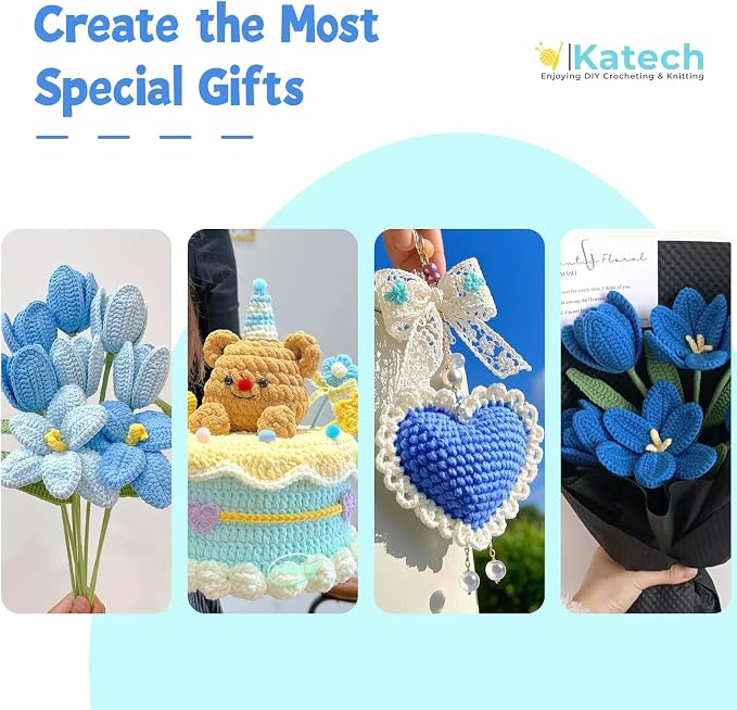 Katech 20 Skeins Cotton Yarn for Crocheting-Crochet Yarn Set-(Color F) | 55% Cotton 45% Acrylic#3 DK (Light)-Super Soft Milk Cotton Yarn-Great Crochet and Knitting Starter Kit for Colorful Craft
