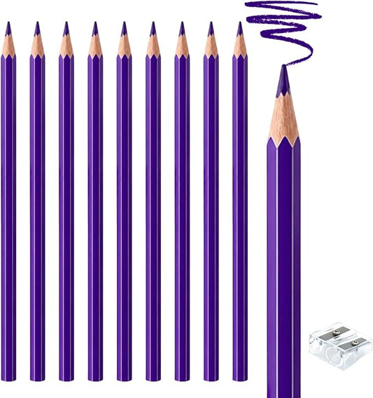 10 PCS Purple Colored Pencils, Pre-sharpened Professional Wooden Art Pencils Set for Artists Painting | Premium Drawing Sketching Supplies