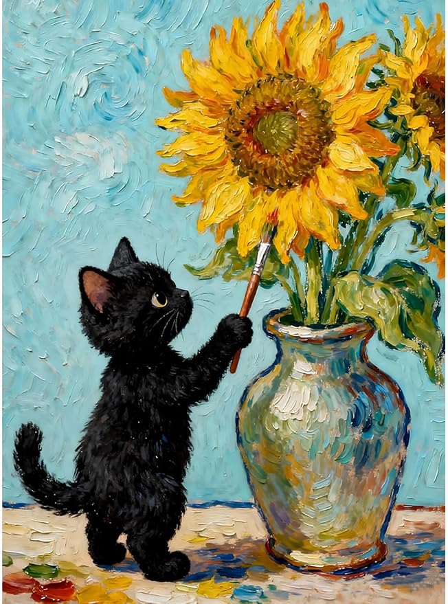 Black Cat Diamond Art Kits for Adults Cute Diamond Painting Kit Beginner