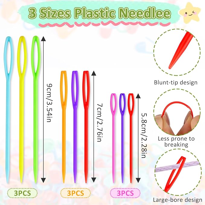 359PCS Crochet Accessories Kit, 7 Color Knitting Locking Stitch Markers with 9 Yarn Needles, Stitch Markers for Crocheting, Plastic Safety Pins for DIY & Craft Sewing