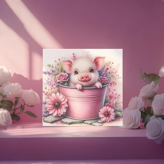 DOTSTART Paint by Numbers Kit for Adults, Cute Pig Paint by Number Kits | Acrylic Paint by Number Canvas for Adult Beginners, Easy DIY Canvas Craft for Relaxing Home Wall Decor, 16X16 inch