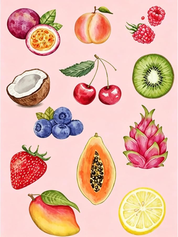Pink Fruit Diamond Art Kits for Adults Diamond Painting Kit for Beginner | 5D DIY Funny Cute Vintage Diamond Dots Full Drill Crafts for Gem Art Dot Art for Adults Home Wall Decor for Teens 12x16 in
